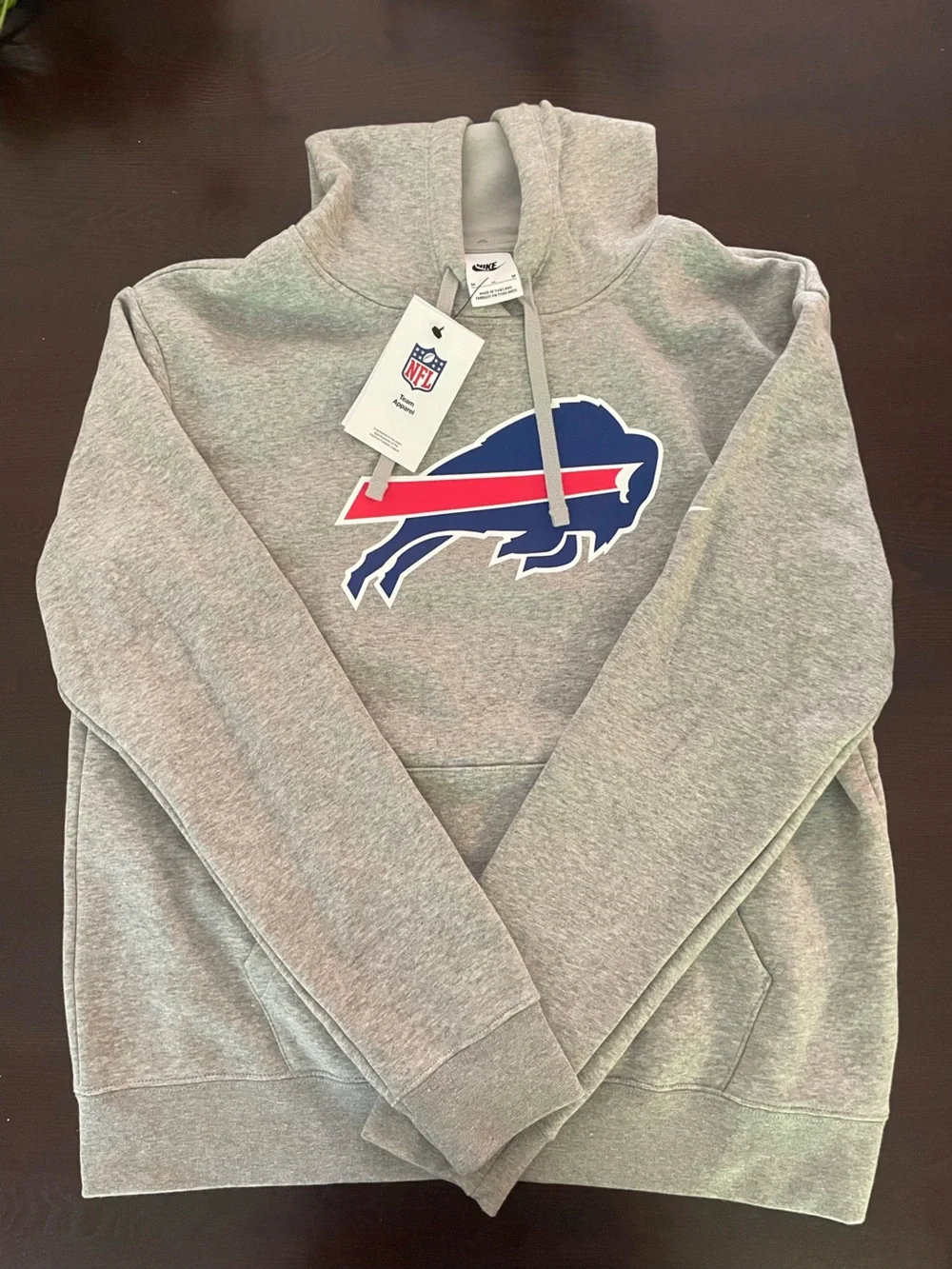 Nike Gray Buffalo Bills Pullover Hoodie with Blue and Red Logo